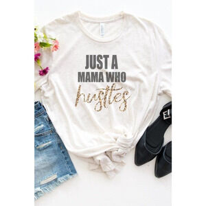 Off White Leopard Mama Who Hustles Plus Size Tee